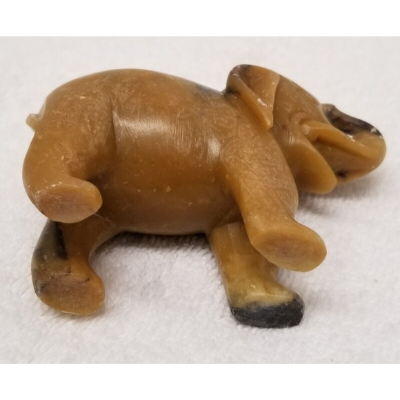 Elephant figurine 2 1/2 in. heavy stone smooth brown and black - Picture 6 of 10